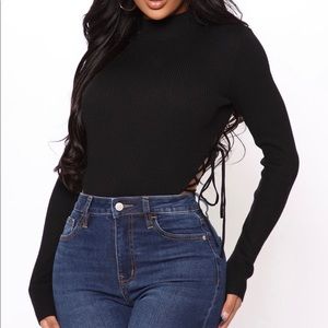 Fashion Nova - Presley High Cut Sweater Bodysuit